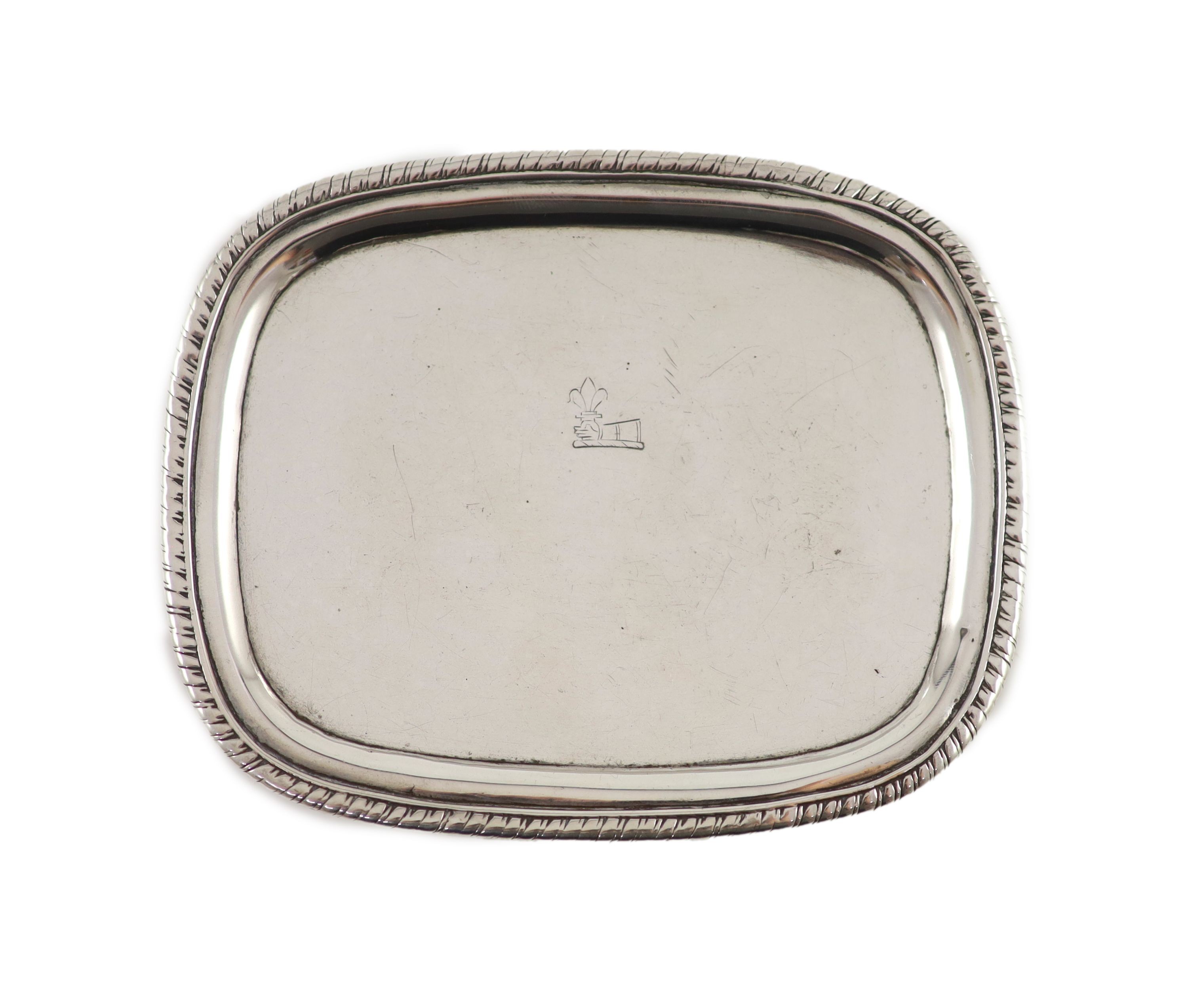 An early 19th century Indian Colonial silver card dish by Robert Gordon II, Madras